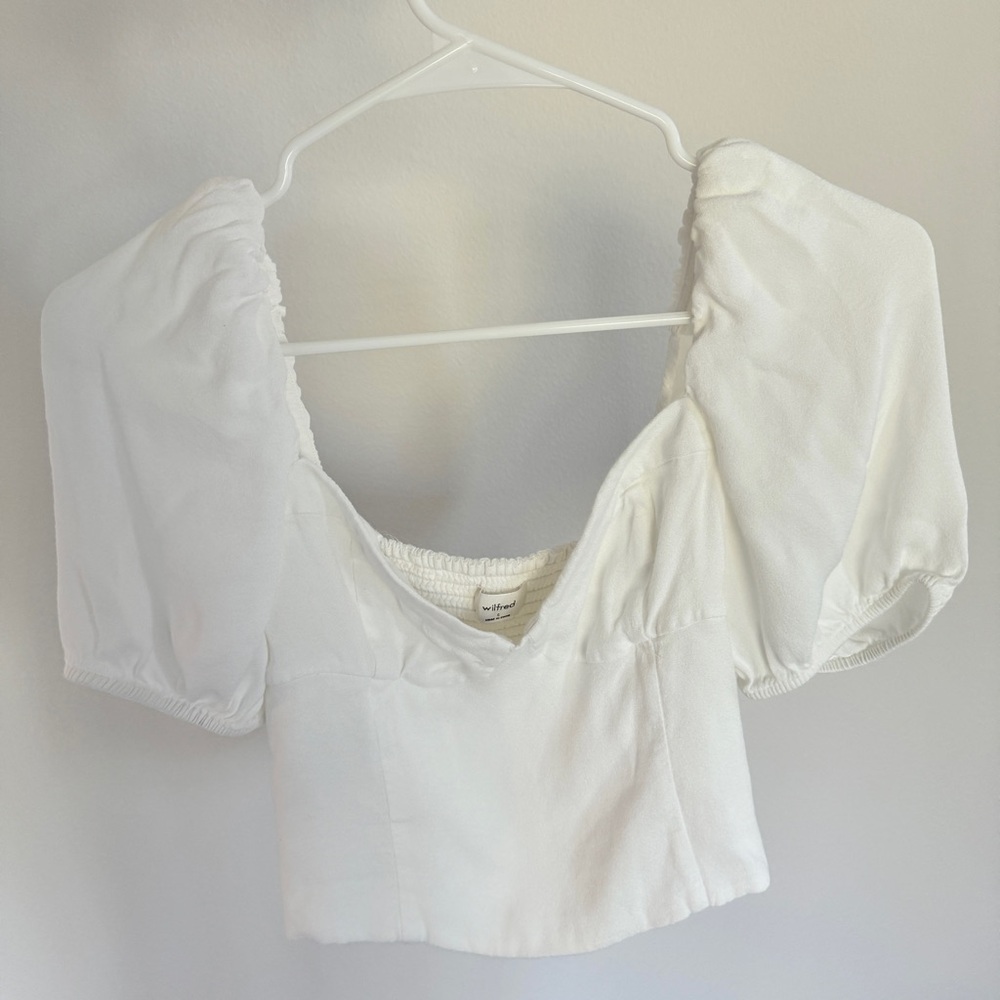 Aritzia Novella Shortsleeve Blouse in Light Birch